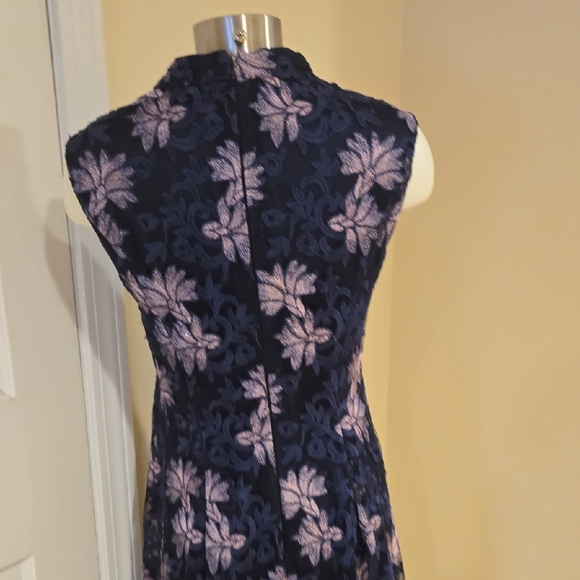 Chic Floral Midi Dress - Black and Purple - Picture 5 of 7